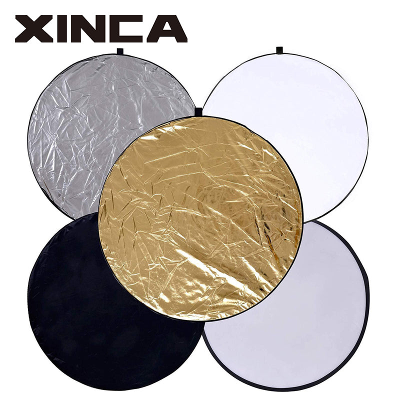 XINCA Light Reflector 5-in-1 Foldable Multi Tray Bag - Semi Transparent, Silver, Gold, White, and Black, Suitable for Studio Photography Lighting and Outdoor Lighting
