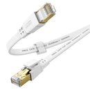 XINCA Cat8 Flat Ethernet Cable 6Ft White With 4Pcs Clips