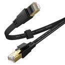 XINCA Cat8 Flat Ethernet Cable 25Ft Black With 15Pcs Clips