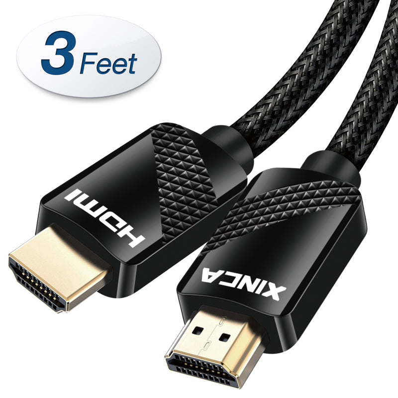 XINCA HDMI Cable 2.0 3Ft Nylon Braided 4K@60Hz HDR 18Gbps 28AWG