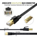 XINCA Cat8 Flat Ethernet Cable 50Ft Black With 30Pcs Clips