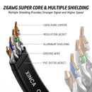 XINCA Cat8 Flat Ethernet Cable 50Ft Black With 30Pcs Clips