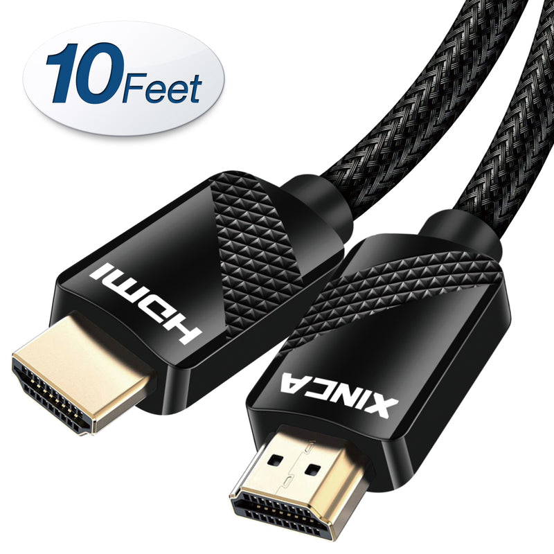 XINCA HDMI Cable 2.0 10Ft Nylon Braided 4K@60Hz HDR 18Gbps 28AWG