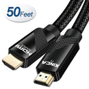 XINCA HDMI Cable 2.0 50Ft Nylon Braided 4K@60Hz HDR 18Gbps 24AWG
