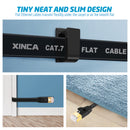 XINCA Cat7 Flat Ethernet Cable 50Ft Black With 25Pcs Clips