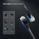 XINCA Cat6 Flat Ethernet Cable 5Ft Black With 2Pcs Clips