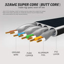 XINCA Cat7 Flat Ethernet Cable 100Ft Black With 50Pcs Clips