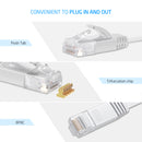 XINCA Cat6 Flat Ethernet Cable 5Ft White With 2Pcs Clips