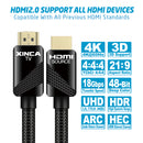 XINCA HDMI Cable 2.0 30Ft Nylon Braided 4K@60Hz HDR 18Gbps 28AWG